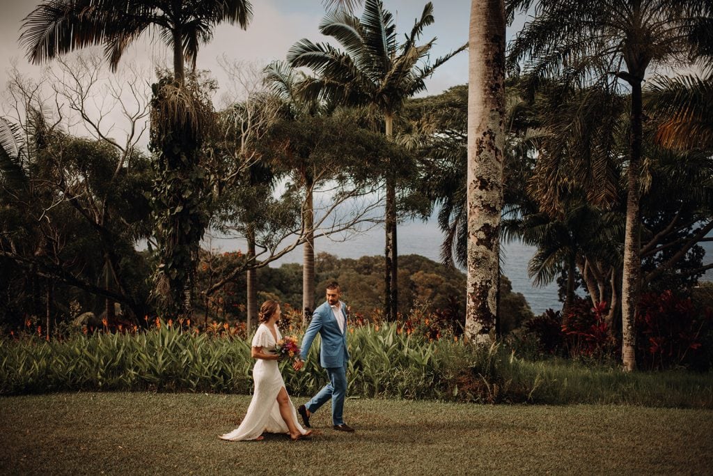 Vow exchange at the Garden of Eden in Maui
