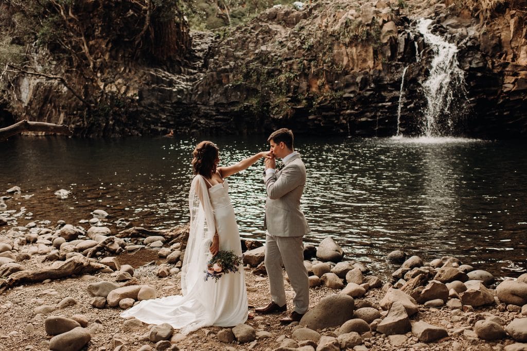 waterfall elopement in Maui
