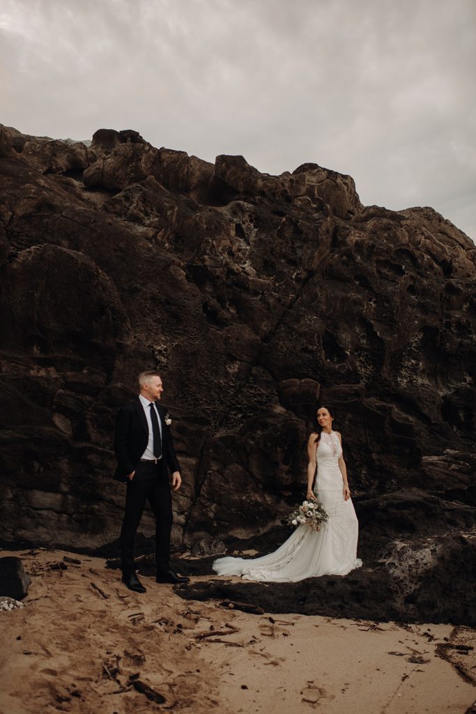 A serene cliffside setting at Ironwoods Beach in Kapalua, perfect for an intimate elopement ceremony.