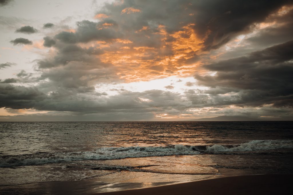 Maui ocean at sunset