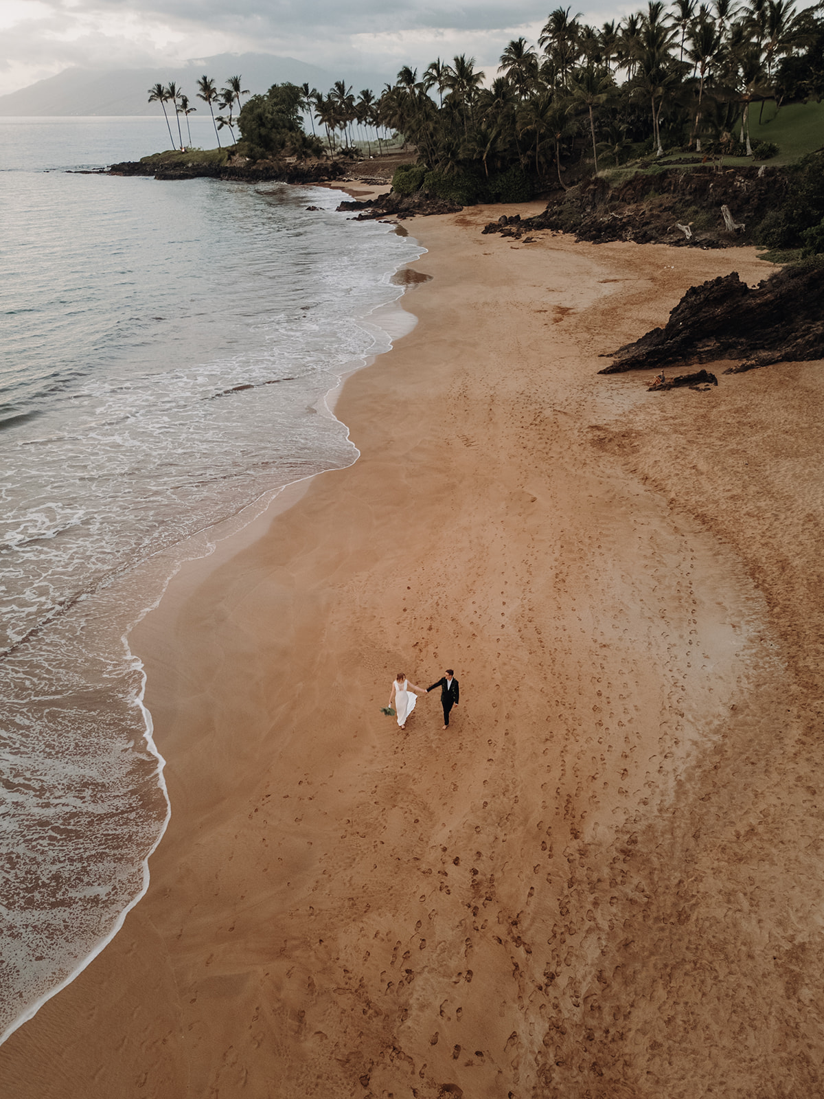Po'olenalena Beach wedding elopement drone shots